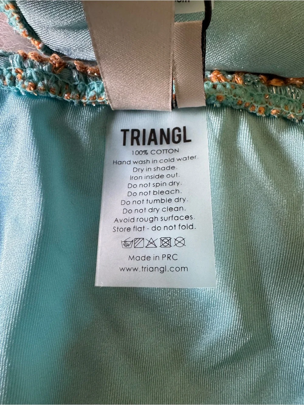 triangl swimwear Crochet Tie-Side Bikini in Turquoise and Tan